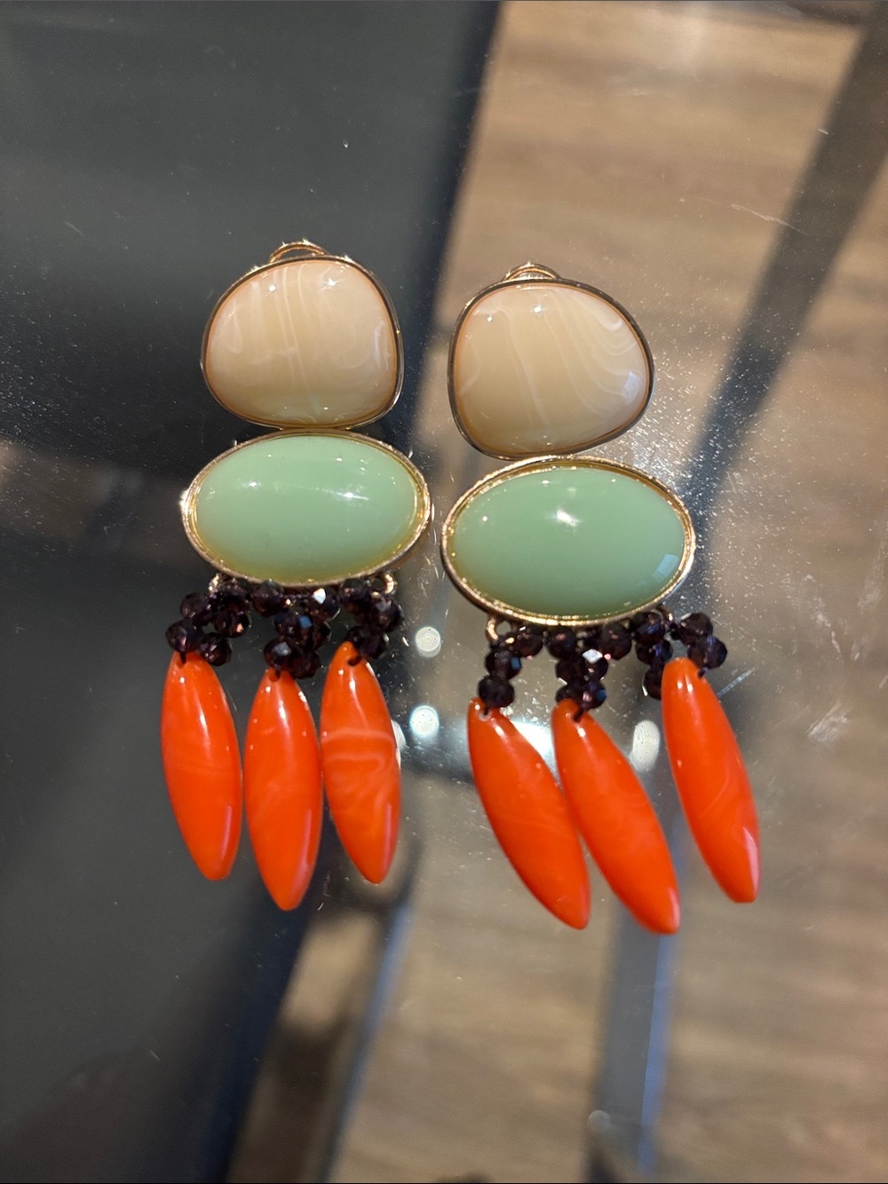 ZARA DOUBLE RESIN BEAD EARRINGS
